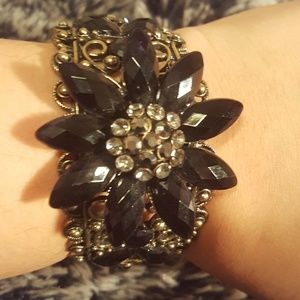 Black floral bangle